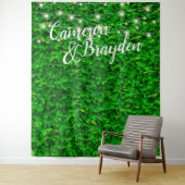 Tenture Twinkling Lights Green Wall Wedding Party (En situation)