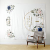 Tenture Twins Pink Blue Floral Baptism Gold Photo Prop (En situation (horizontale))