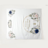 Tenture Twins Pink Blue Floral Baptism Gold Photo Prop (Devant (Horizontal))