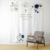 Tenture Twins Rose Blush Floral Christening Photo Prop (En situation)