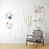 Tenture Twins rose Fleurs blanches Baptême Photo Prop (En situation (horizontale))