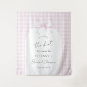 Tenture Tying The Knot Pink Bow Bridal Shower Welcome (Devant)