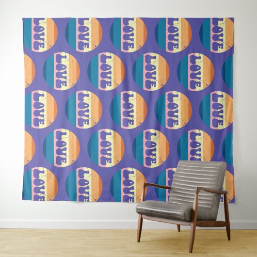 Tenture Typographie D'Amour Rétro Sur Les Rayures De Couch (En situation (horizontale))