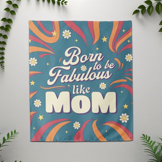 Tenture Typographie de citation de maman rétro psychédéliq