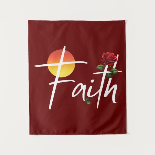 Tenture Typographie de la foi avec des roses (Devant)
