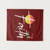 Tenture Typographie de la foi avec des roses (Devant (Horizontal))