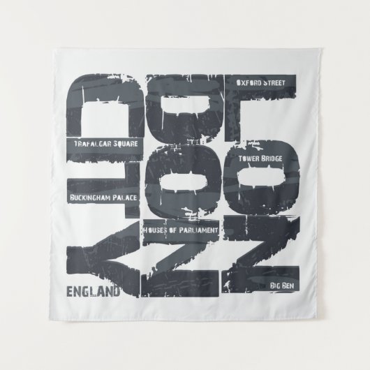 Tenture Typographie de Londres, Angleterre (Devant (Horizontal))