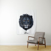 Tenture Typographie du lion noir visage (En situation)