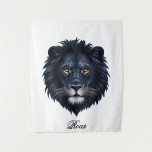Tenture Typographie du lion noir visage