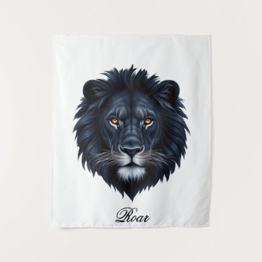 Tenture Typographie du lion noir visage (Devant)