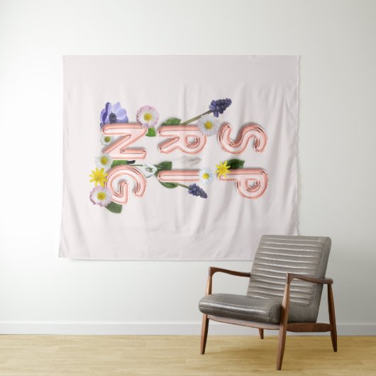 Tenture Typographie du PRINTEMPS à la mode Rose (En situation (horizontale))