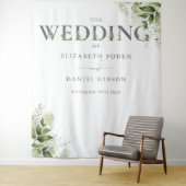 Tenture Typographie florale verte Mariage Photo Contexte (En situation)