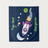 Tenture Un adorable vaisseau-fusée dans l'espace dessin an (Devant)