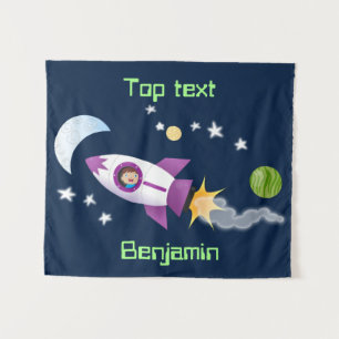 Tenture Un adorable vaisseau-fusée dans l'espace dessin an