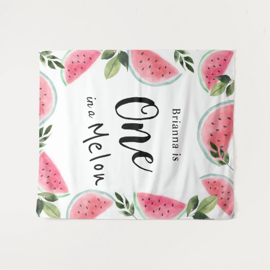Tenture Un anniversaire de 1 an sur le thème d'une pastèqu (Devant (Horizontal))