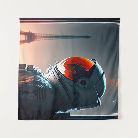 Tenture Un astronaute à Paris (Devant (Horizontal))