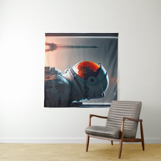 Tenture Un astronaute à Paris (En situation (horizontale))