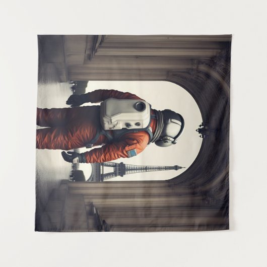 Tenture Un astronaute à Paris (Devant (Horizontal))