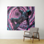 Tenture Un astronaute devant un tourbillon rose (En situation (horizontale))
