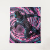 Tenture Un astronaute devant un tourbillon rose (Devant)