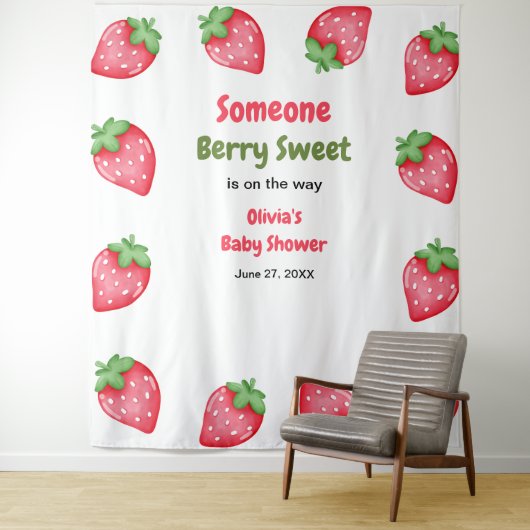 Tenture Un Baby shower de fraise doux Berry (En situation)