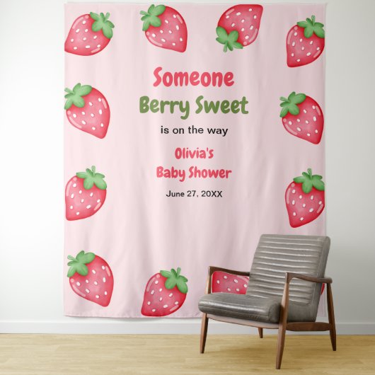 Tenture Un Baby shower de fraise doux Berry (En situation)