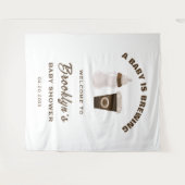 Tenture Un bébé brasse Brown Baby shower blanc fond (Devant (Horizontal))