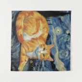 Tenture Un chat dans la nuit étoilée (Devant (Horizontal))