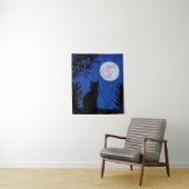 Tenture Un chat qui regarde à la Pleine lune (En situation)