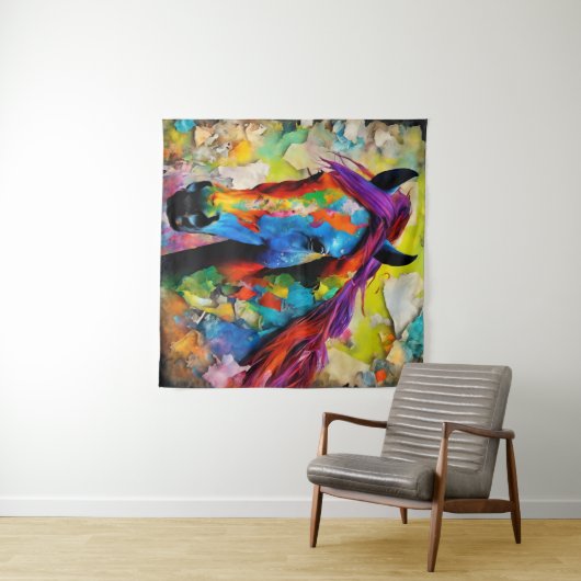 Tenture Un Cheval Très Coloré (En situation (horizontale))