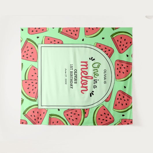 Tenture Un dans un Melon Eté Watermelon 1er Anniversaire (Devant (Horizontal))