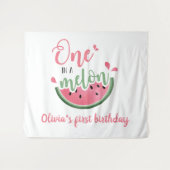 Tenture Un dans une pastèque Melon aquarelle 1er anniversa (Devant (Horizontal))