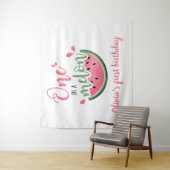 Tenture Un dans une pastèque Melon aquarelle 1er anniversa (En situation)