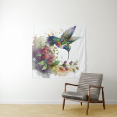 Tenture Un délice d'aquarelle de l'art mural des colibris (En situation (horizontale))