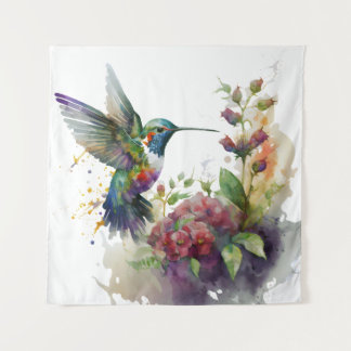 Tenture Un délice d'aquarelle de l'art mural des colibris