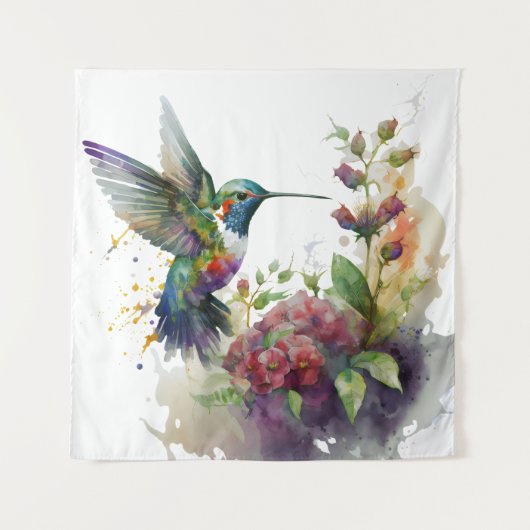 Tenture Un délice d'aquarelle de l'art mural des colibris (Devant)
