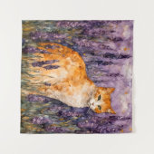 Tenture Un joli chat gingembre dans un champ de lavande (Devant (Horizontal))