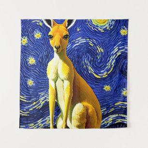 Tenture Un Kangourou dans la nuit étoilée