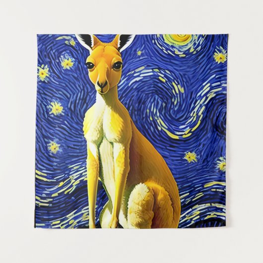 Tenture Un Kangourou dans la nuit étoilée (Devant)