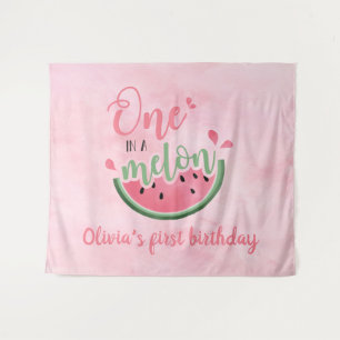 Tenture Un melon en pastèque aquarelle 1er anniversaire