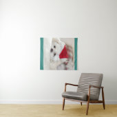 Tenture Un mignon chien blanc dans un Casquette de Noël ro (En situation (horizontale))