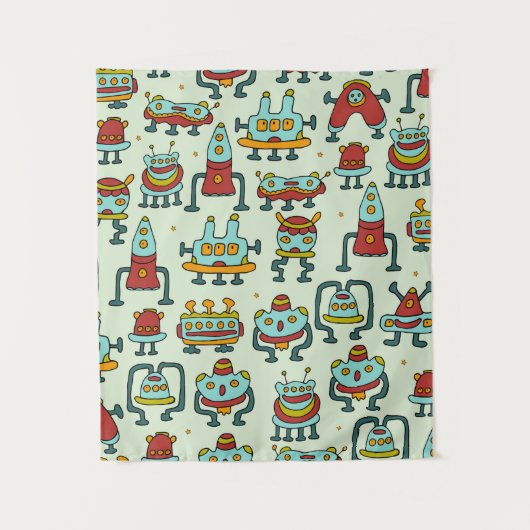 Tenture Un motif de robots - aliens. illustration. (Devant)