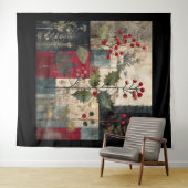 Tenture Un Patchwork Rustique d'Hiver aux Baies de Houx (En situation (horizontale))