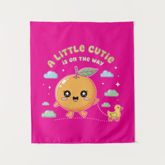 Tenture Un petit amour arrive | Bébé orange adorable (Devant)