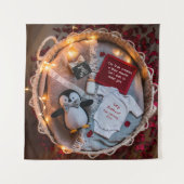 Tenture Un petit pingouin aime la grossesse faire-part (Devant)