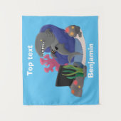 Tenture Un requin drôle en regardant la bande dessinée de  (Devant)