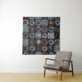 Tenture Un tableau abstrait ; une grille de cercles estamp (En situation (horizontale))