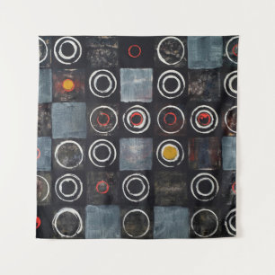 Tenture Un tableau abstrait ; une grille de cercles estamp