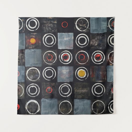 Tenture Un tableau abstrait ; une grille de cercles estamp (Devant)