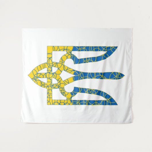 Tenture Un trident ukrainien texturé drapeau d'Ukraine cou (Devant (Horizontal))